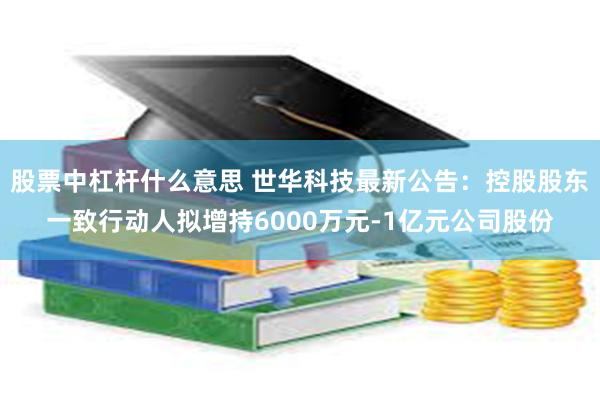 股票中杠杆什么意思 世华科技最新公告：控股股东一致行动人拟增持6000万元-1亿元公司股份